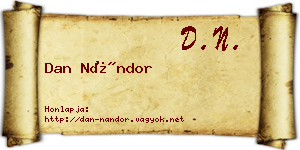 Dan Nándor névjegykártya
